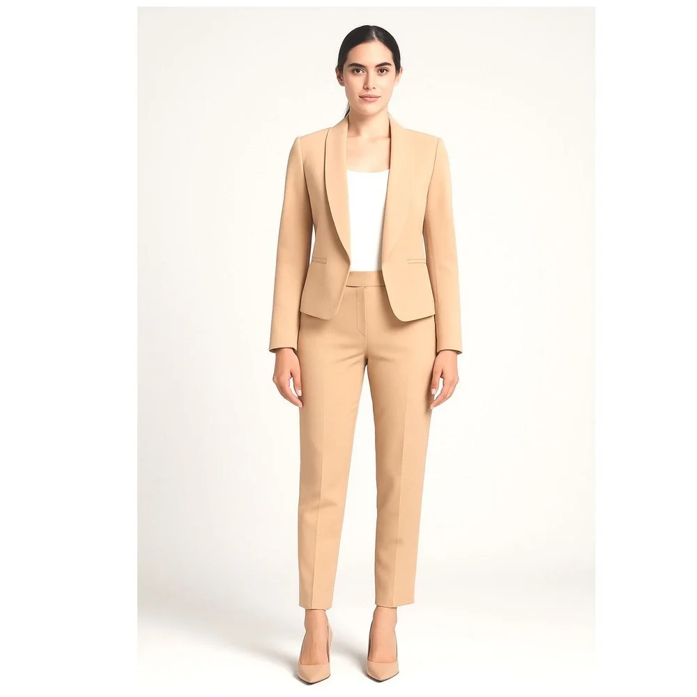Ann Taylor Loft 6 Beige Open Front‎ Blazer Business Career Jacket Academia 92-50